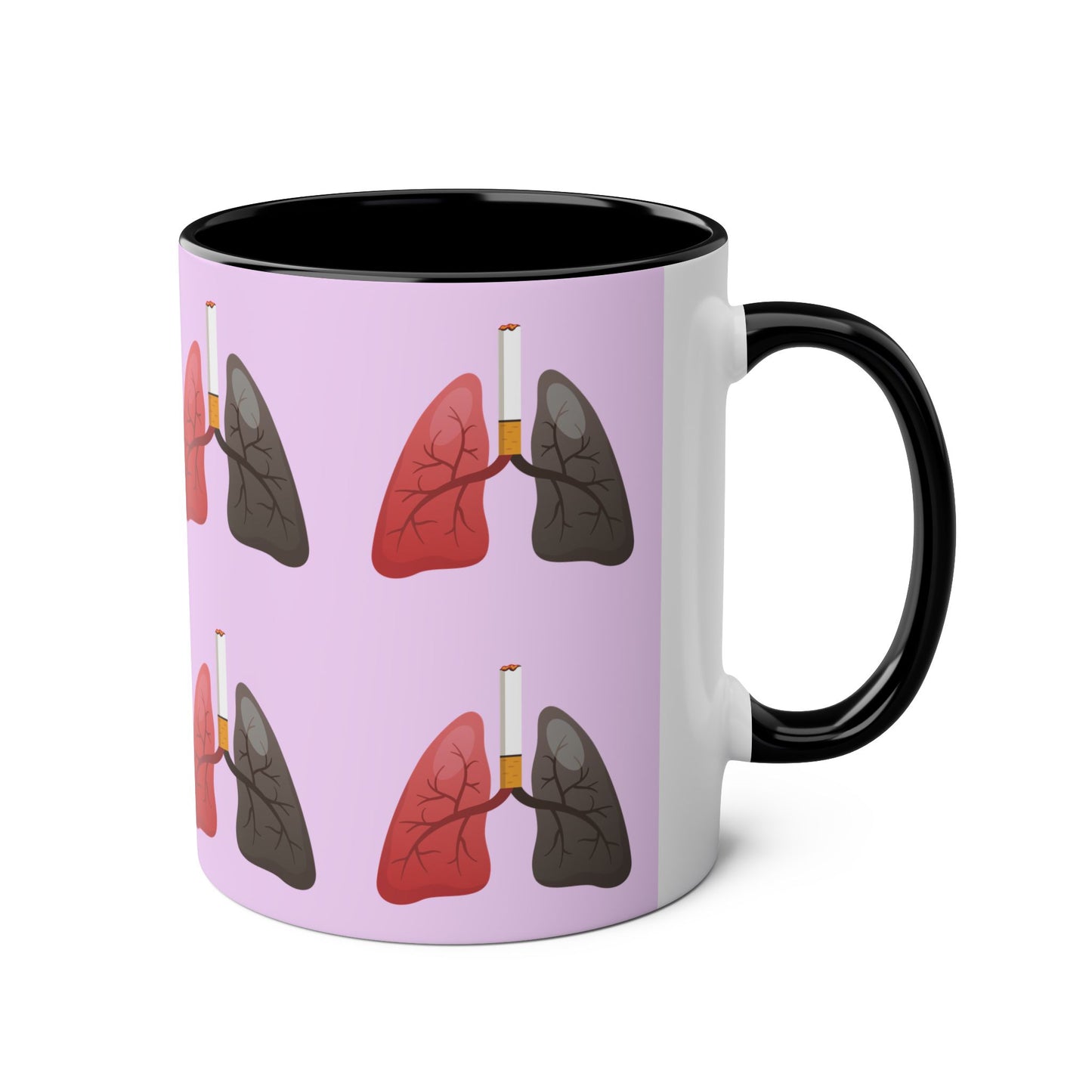 Health Awareness Two-Tone Coffee Mug, 11oz - Unique Lung Design