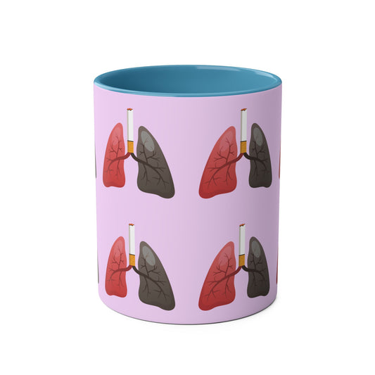 Health Awareness Two-Tone Coffee Mug, 11oz - Unique Lung Design