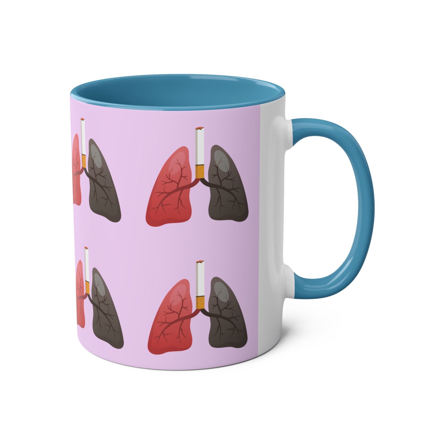 Health Awareness Two-Tone Coffee Mug, 11oz - Unique Lung Design