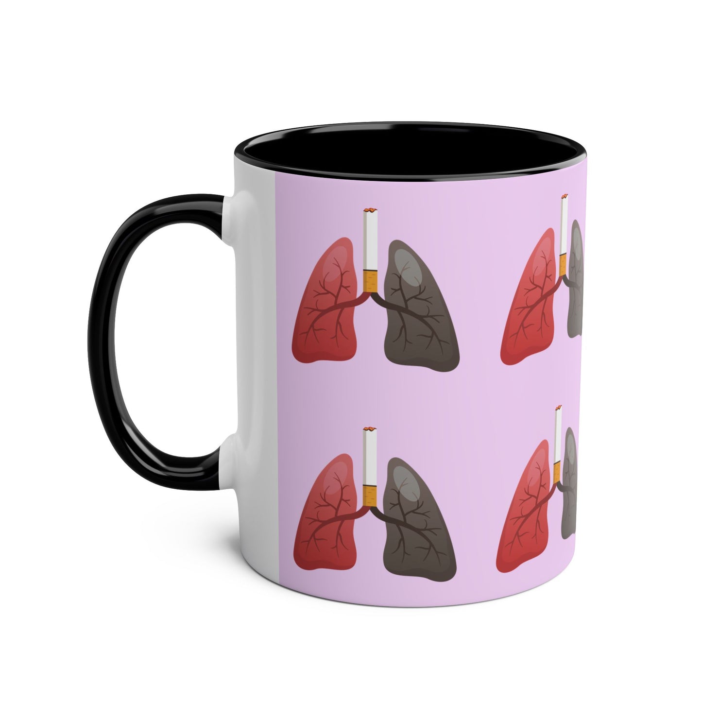 Health Awareness Two-Tone Coffee Mug, 11oz - Unique Lung Design