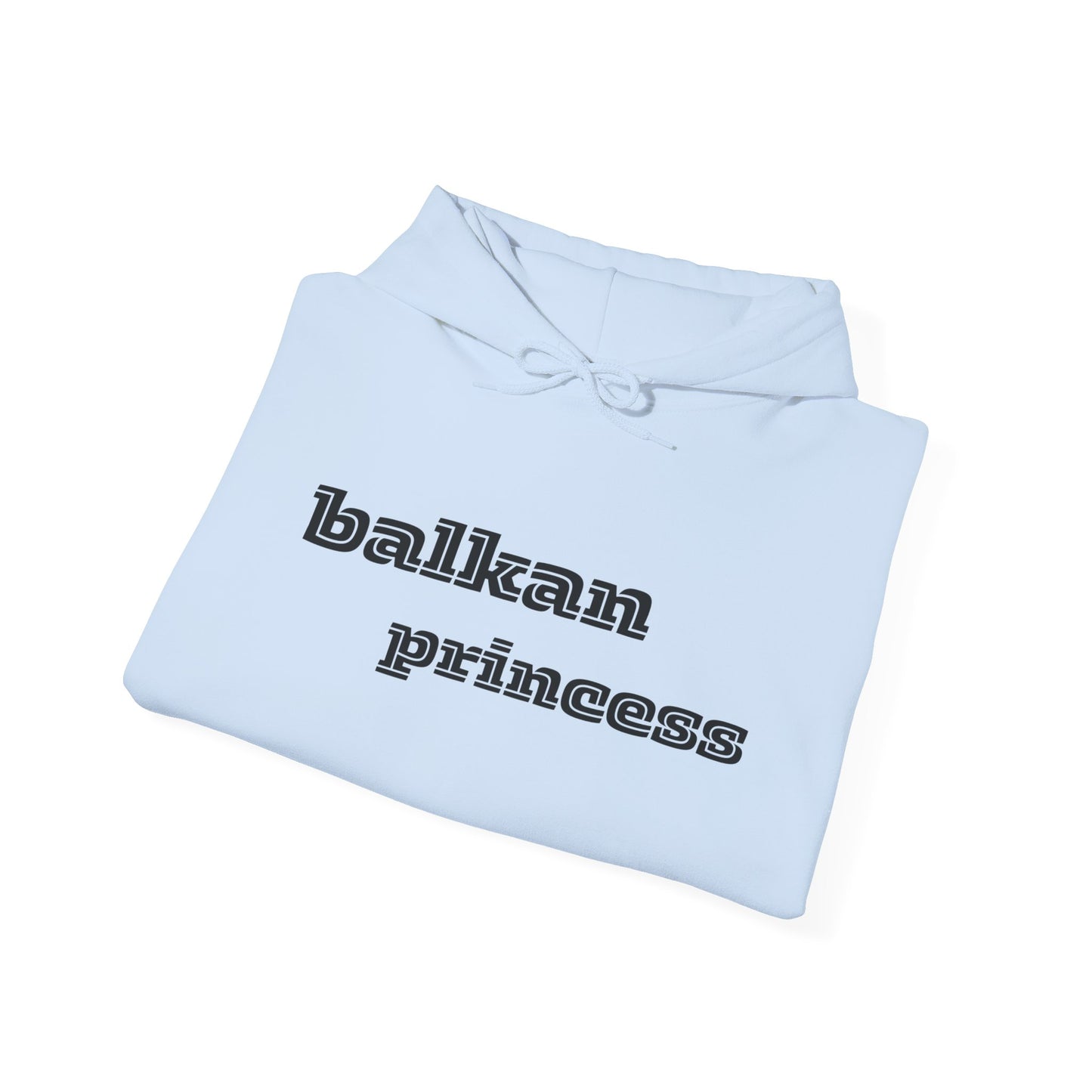 Hooded Sweatshirt with Balkan Princess Logo and Romanian Flag Design