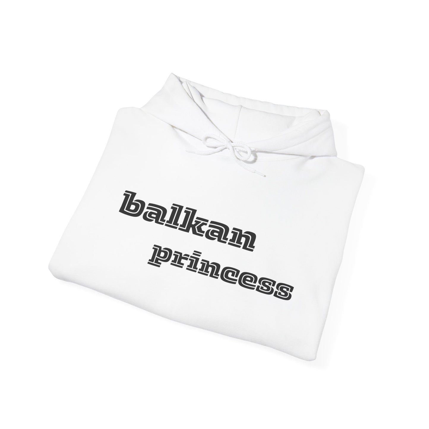 Hooded Sweatshirt with Balkan Princess Logo and Romanian Flag Design