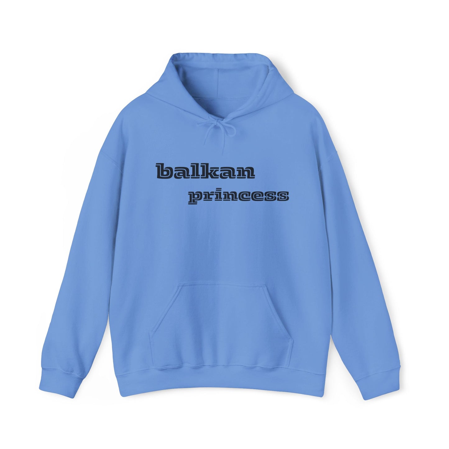 Hooded Sweatshirt with Balkan Princess Logo and Romanian Flag Design