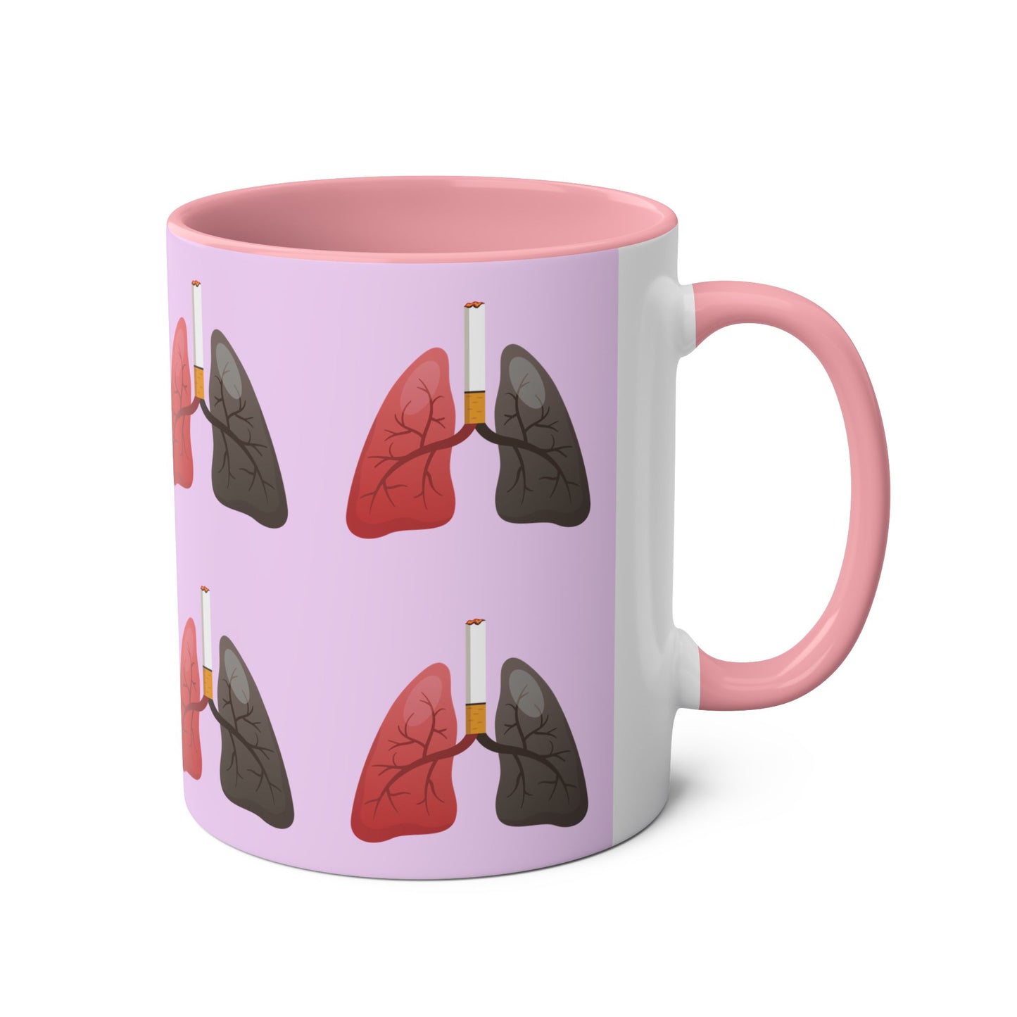 Health Awareness Two-Tone Coffee Mug, 11oz - Unique Lung Design