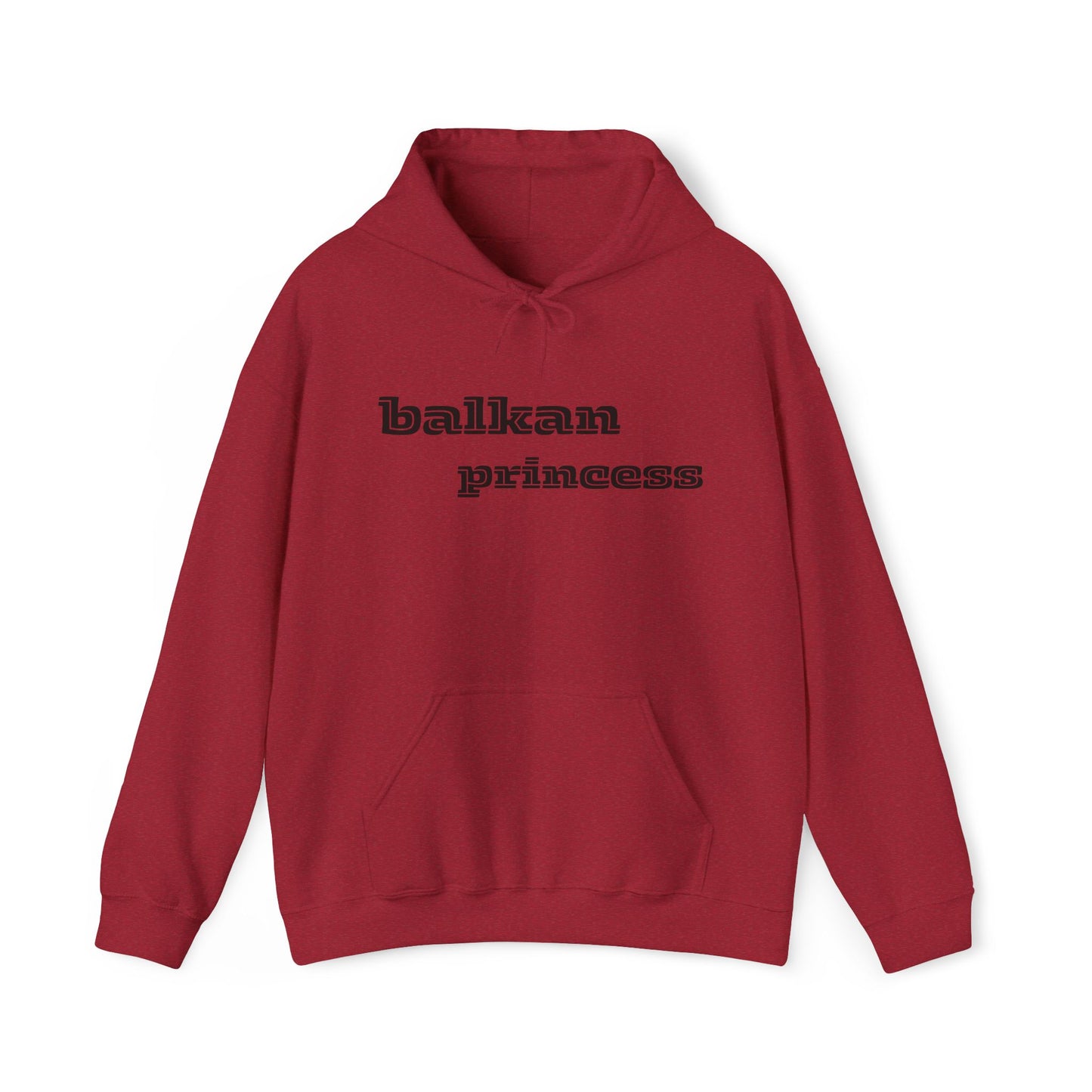 Hooded Sweatshirt with Balkan Princess Logo and Romanian Flag Design