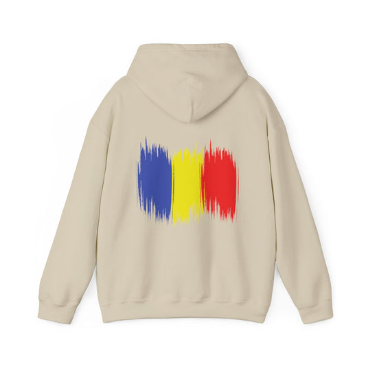 Hooded Sweatshirt with Balkan Princess Logo and Romanian Flag Design