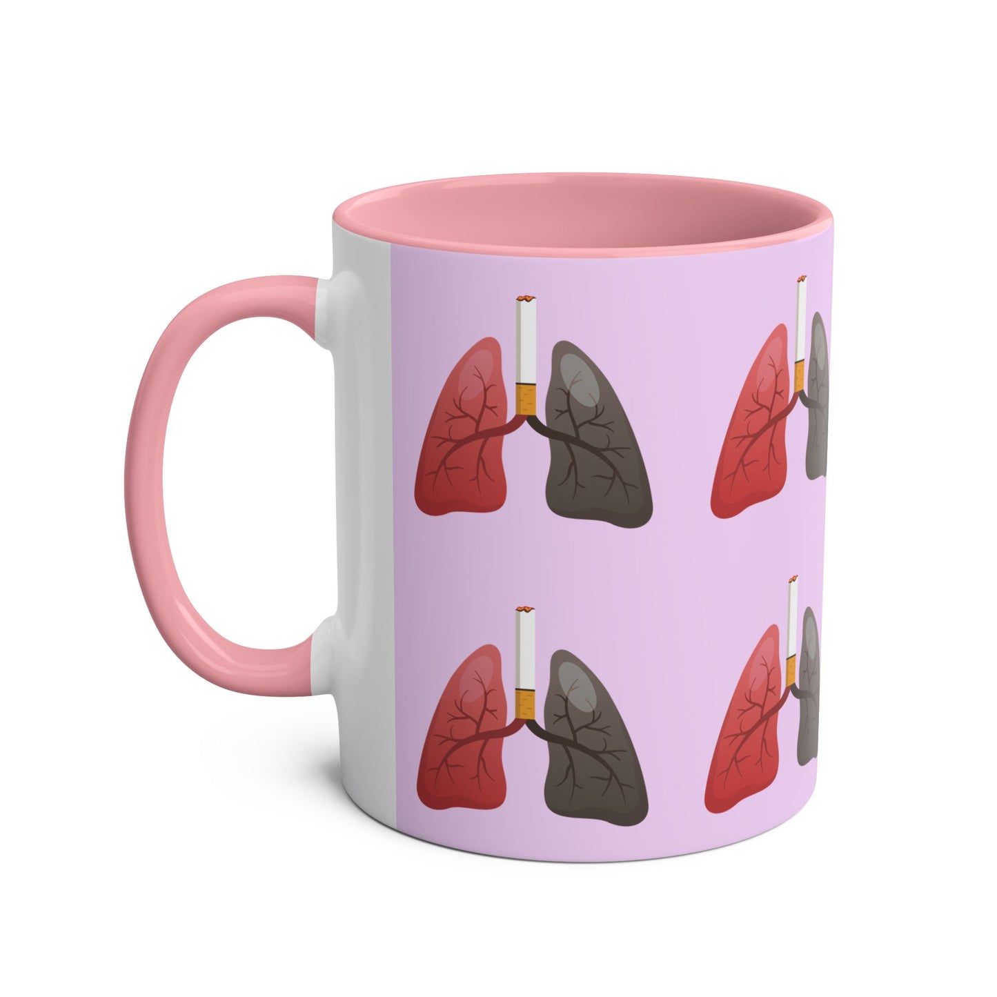 Health Awareness Two-Tone Coffee Mug, 11oz - Unique Lung Design