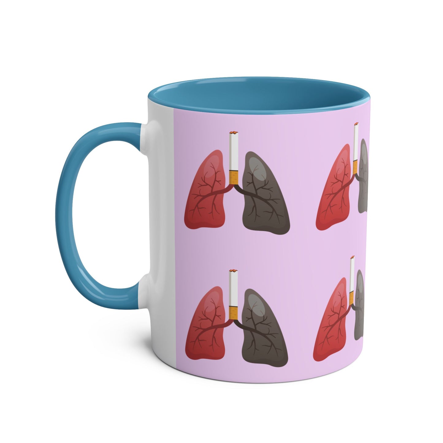 Health Awareness Two-Tone Coffee Mug, 11oz - Unique Lung Design